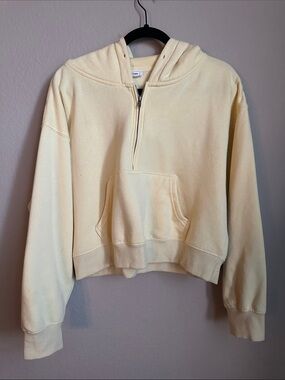 Pale yellow Half-Zip Hoodie Sweatshirt - Women